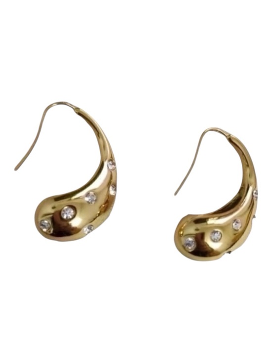 Jewelry - 18K Gold Plated Water Drop Earrings with Rhinestones Accents